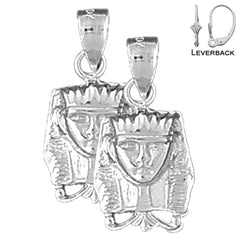 Sterling Silver 23mm King Tut Earrings (White or Yellow Gold Plated)