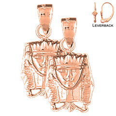 Pendientes King Tut de oro de 14 quilates o 18 quilates de 23 mm