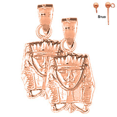 Pendientes King Tut de oro de 14 quilates o 18 quilates de 23 mm