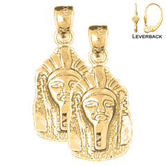 Pendientes King Tut de plata de ley de 22 mm (chapados en oro blanco o amarillo)