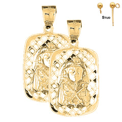 Pendientes King Tut de plata de ley de 32 mm (chapados en oro blanco o amarillo)