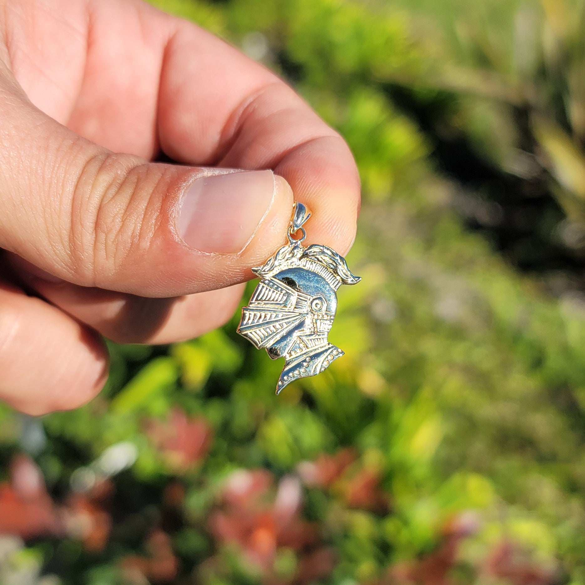 10K, 14K or 18K Gold Knight's Helmet Pendant