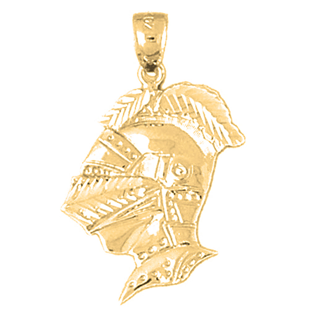 10K, 14K or 18K Gold Knight's Helmet Pendant