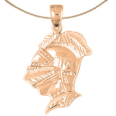 10K, 14K or 18K Gold Knight's Helmet Pendant