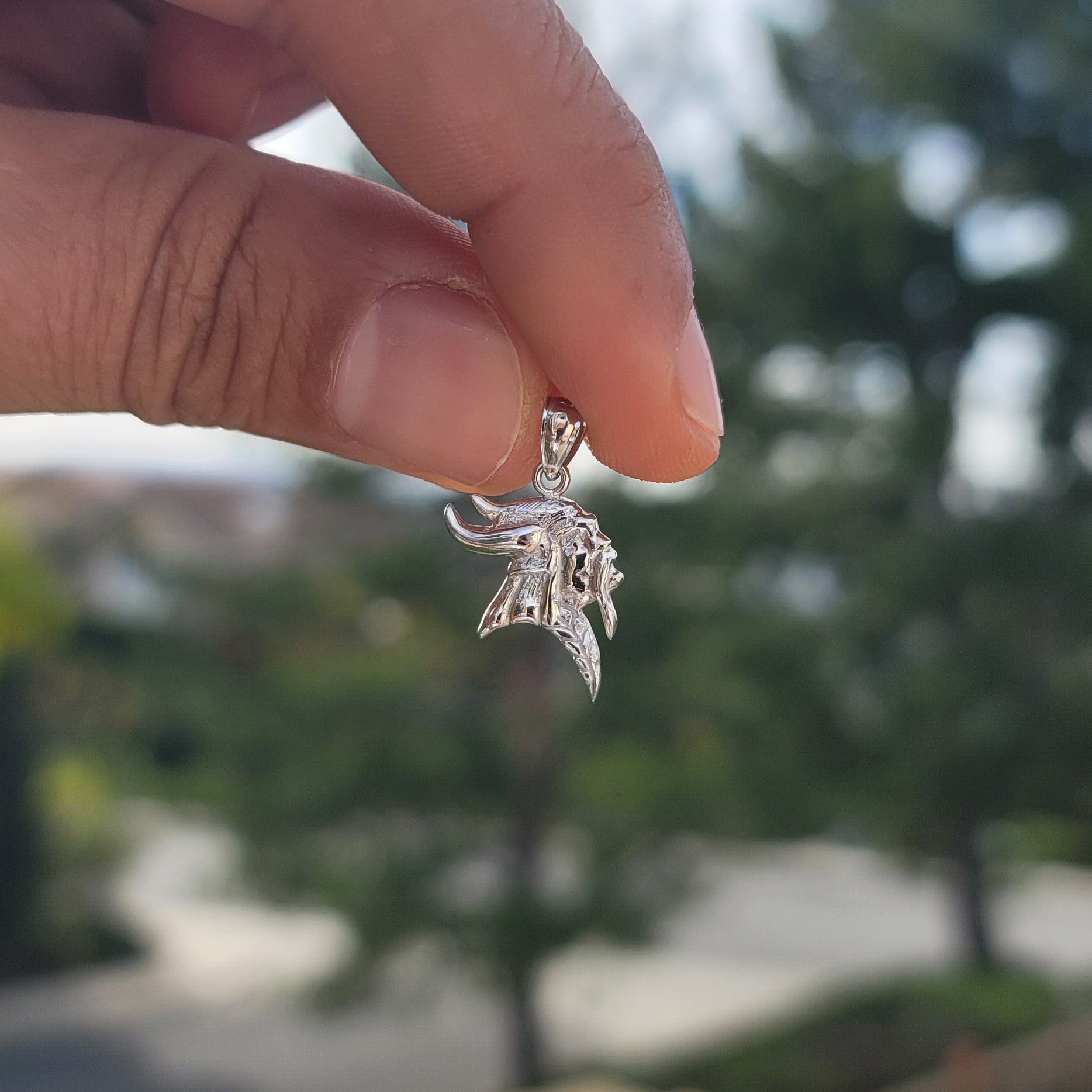 14K or 18K Gold Viking Warrior Head Pendant