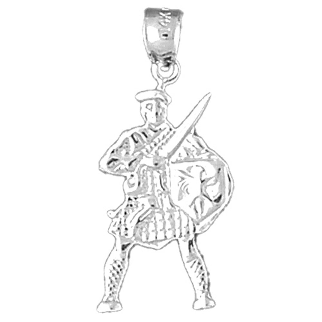 14K or 18K Gold Knight with Sword & Shield Pendant