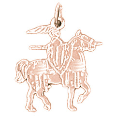 14K or 18K Gold Jousting Knight Pendant