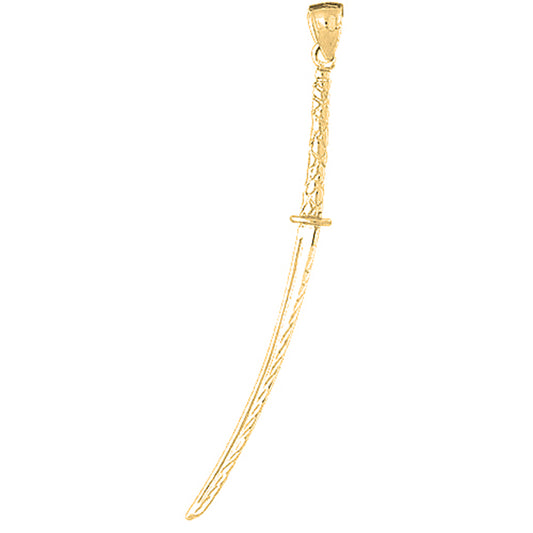10K, 14K or 18K Gold 3D Ninja Sword Pendant