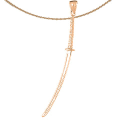 Colgante de espada ninja 3D de oro de 10K, 14K o 18K