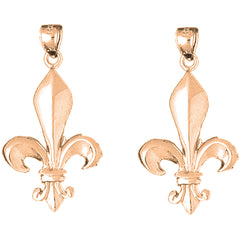 14K or 18K Gold 35mm Fleur de Lis Earrings