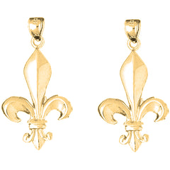 14K or 18K Gold 35mm Fleur de Lis Earrings