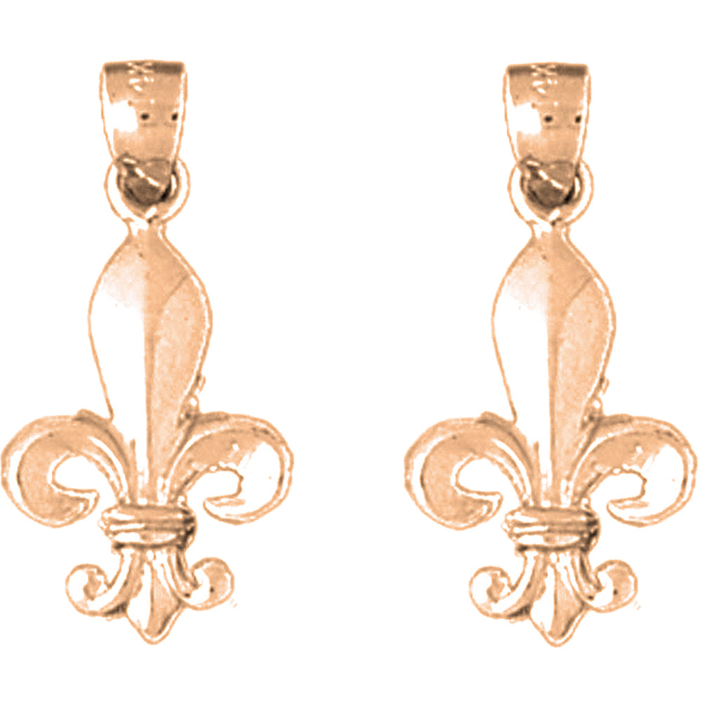 14K or 18K Gold 21mm Fleur de Lis Earrings