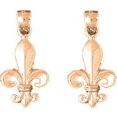 14K or 18K Gold 21mm Fleur de Lis Earrings