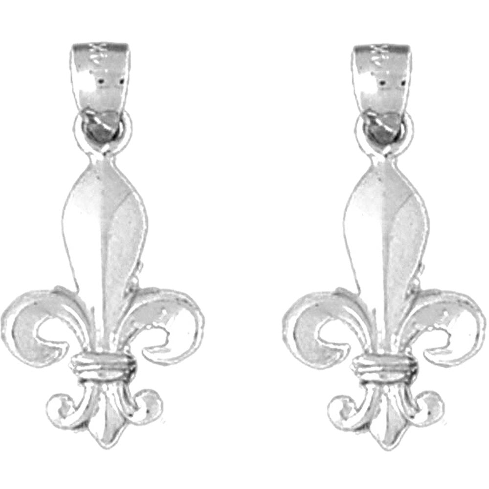 14K or 18K Gold 21mm Fleur de Lis Earrings