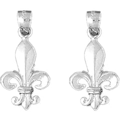 Sterling Silver 21mm Fleur de Lis Earrings