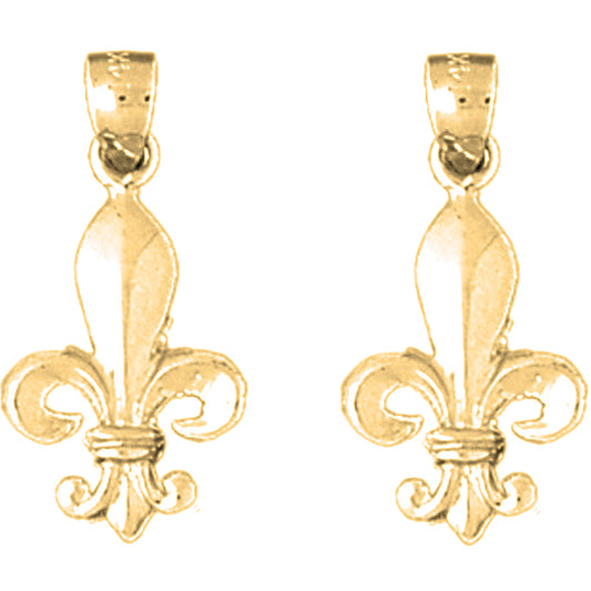 14K or 18K Gold 21mm Fleur de Lis Earrings