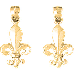 Yellow Gold-plated Silver 21mm Fleur de Lis Earrings