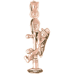 10K, 14K or 18K Gold Man On Light Post Pendant