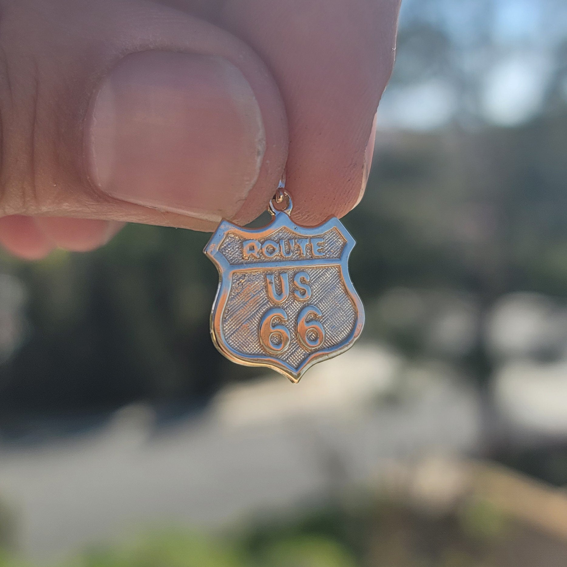 14K or 18K Gold U.S. Route 66 Pendant