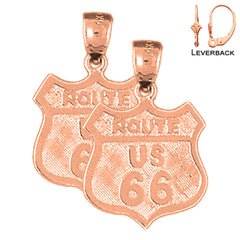 14K or 18K Gold U.S. Route 66 Earrings