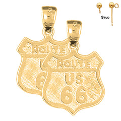 14K or 18K Gold U.S. Route 66 Earrings
