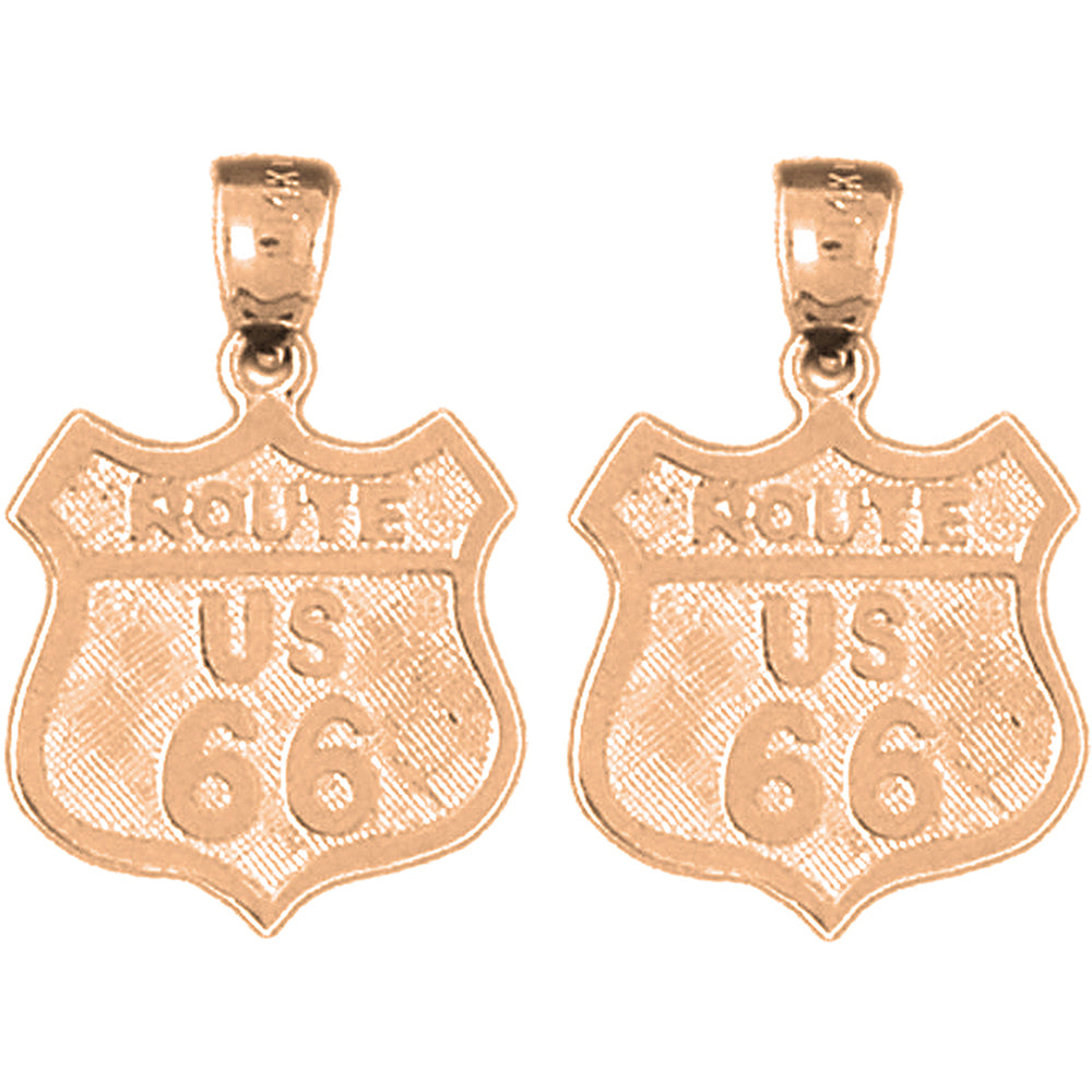 14K or 18K Gold 23mm U.S. Route 66 Earrings