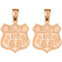 14K or 18K Gold 23mm U.S. Route 66 Earrings