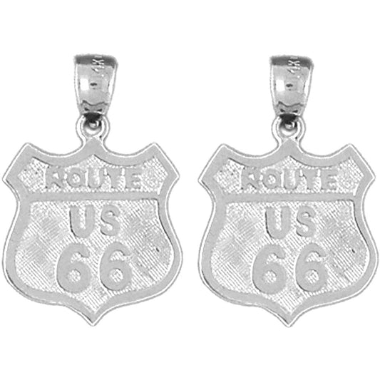 Sterling Silver 23mm U.S. Route 66 Earrings