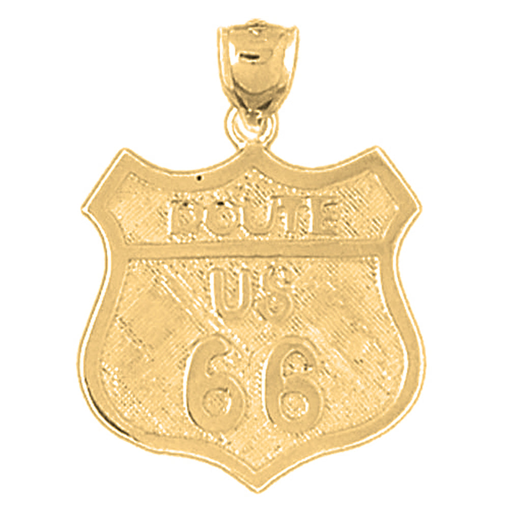 10K, 14K or 18K Gold U.S. Route 66 Pendant