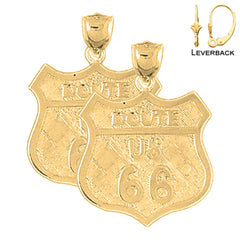 14K or 18K Gold U.S. Route 66 Earrings