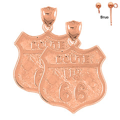 14K or 18K Gold U.S. Route 66 Earrings