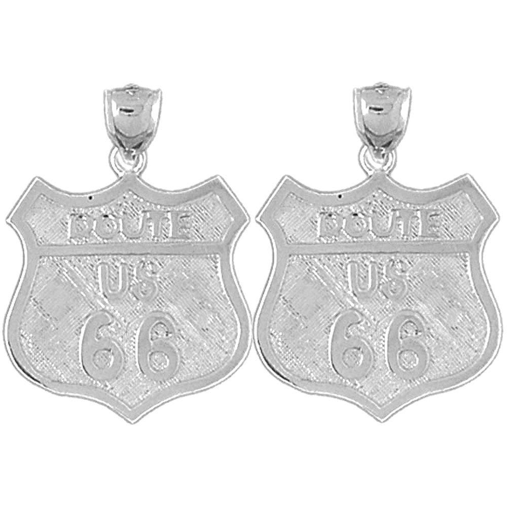 Sterling Silver 26mm U.S. Route 66 Earrings