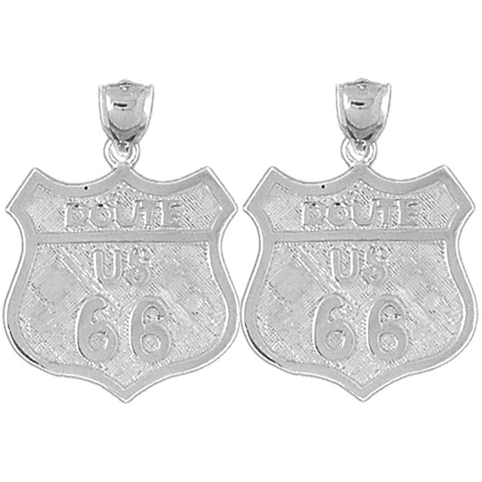 Sterling Silver 26mm U.S. Route 66 Earrings
