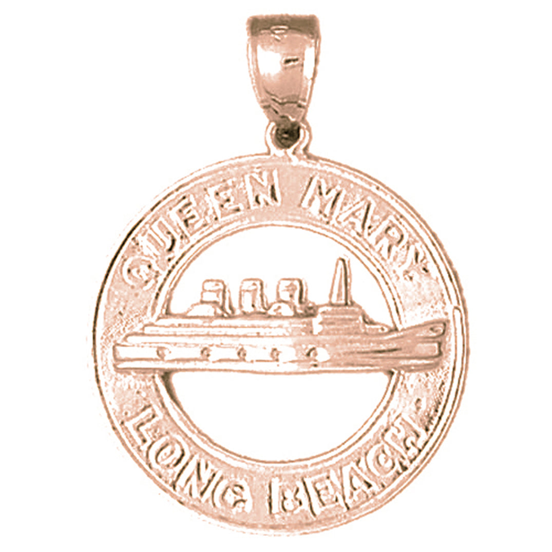 10K, 14K or 18K Gold Queen Mary, Long Beach Pendant