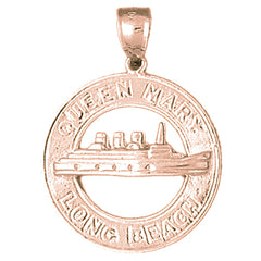 10K, 14K or 18K Gold Queen Mary, Long Beach Pendant