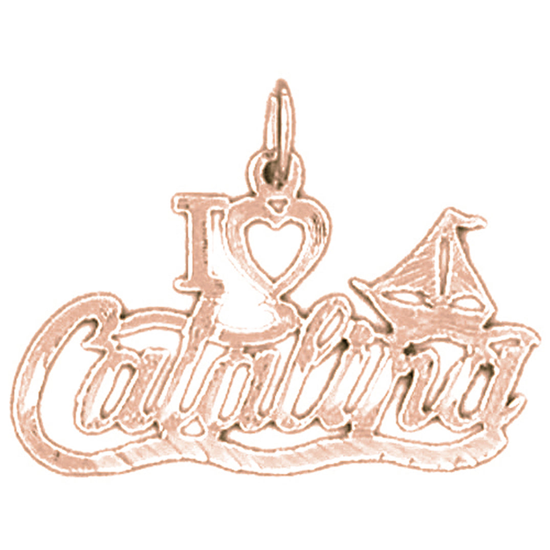14K or 18K Gold I Love Catalina Pendant