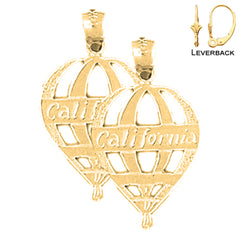 Pendientes California de oro de 14 quilates o 18 quilates de 24 mm