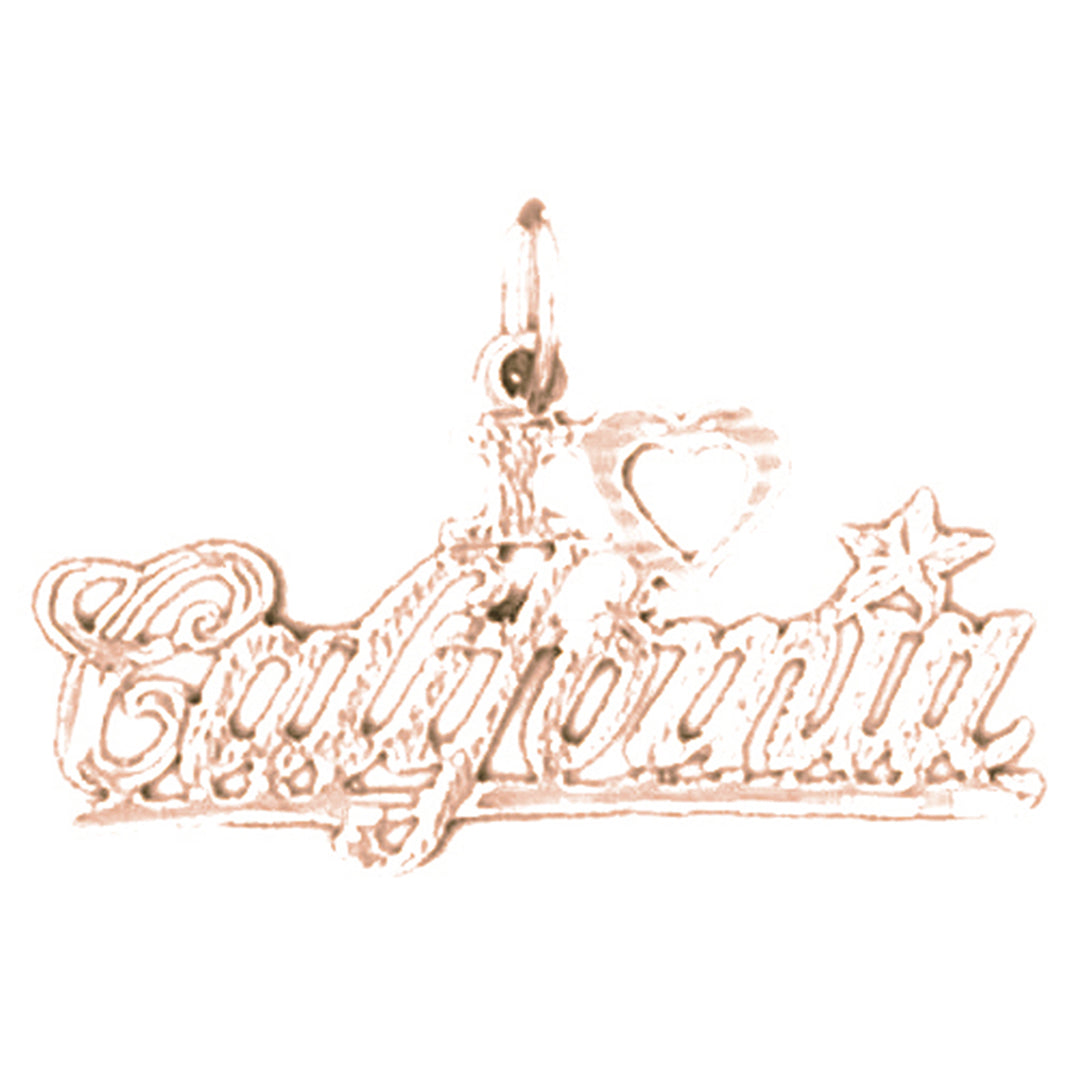 14K or 18K Gold I Love California Pendant