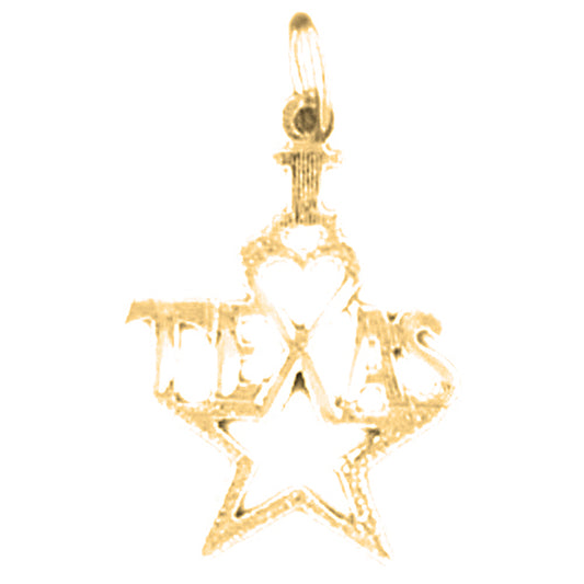 14K or 18K Gold I Love Texas Pendant