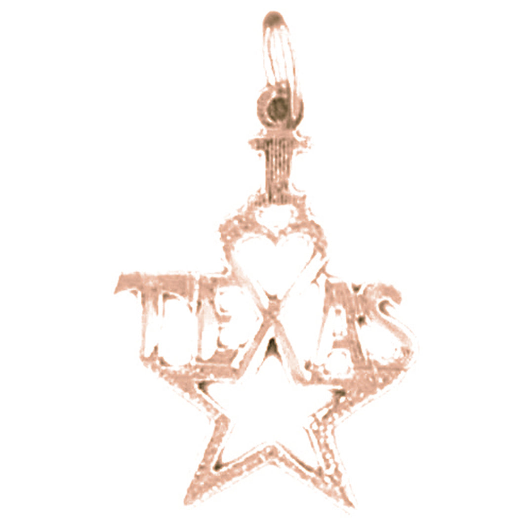 14K or 18K Gold I Love Texas Pendant