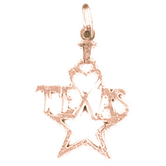 14K or 18K Gold I Love Texas Pendant