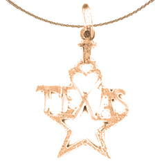 14K or 18K Gold I Love Texas Pendant