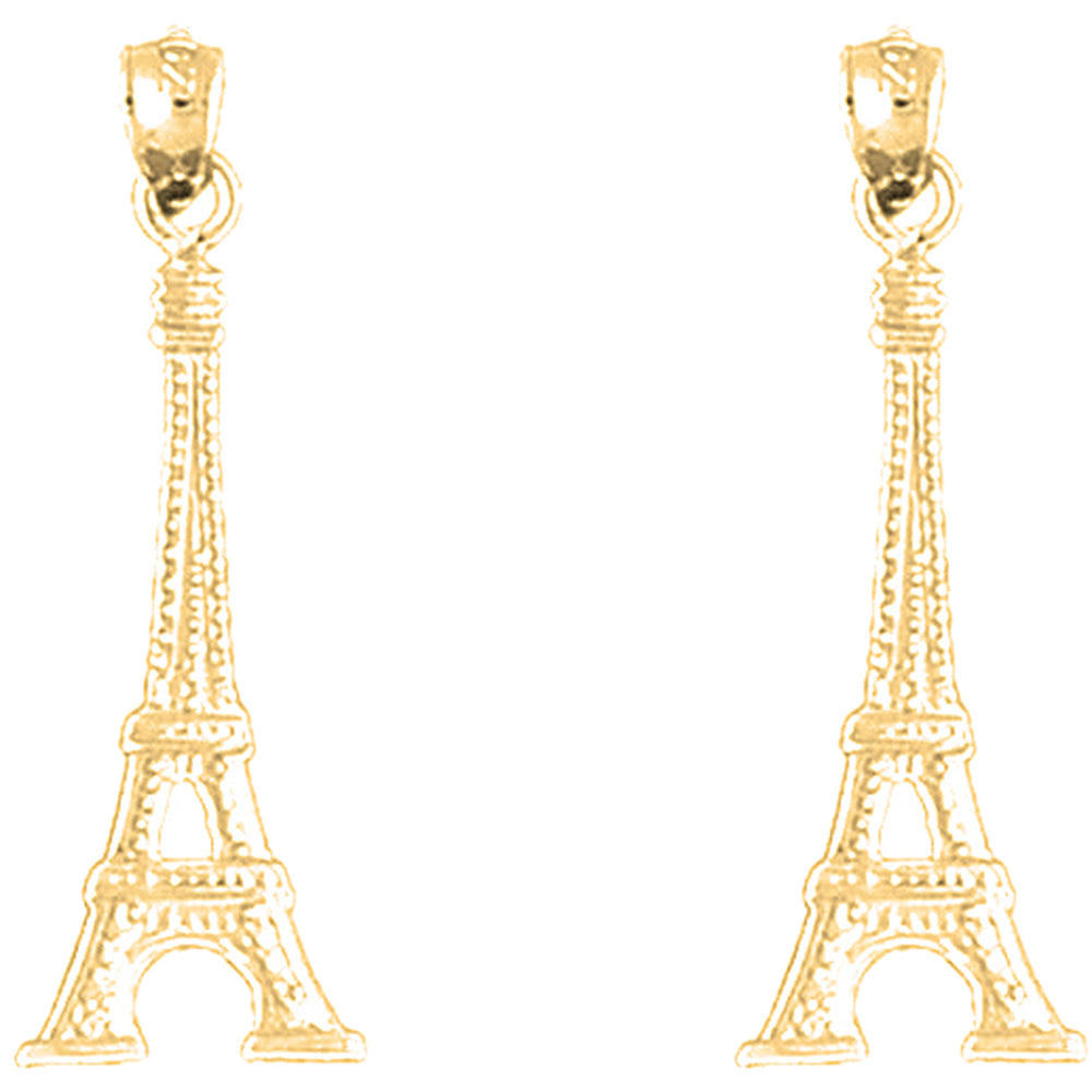 Yellow Gold-plated Silver 31mm Eiffel Tower Earrings
