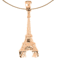 10K, 14K or 18K Gold 3D Eiffel Tower Pendant