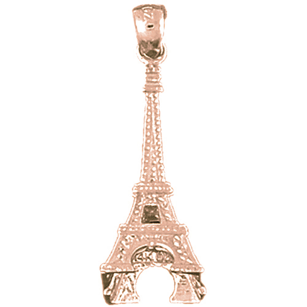 10K, 14K or 18K Gold 3D Eiffel Tower Pendant