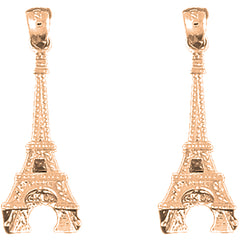14K or 18K Gold 32mm 3D Eiffel Tower Earrings