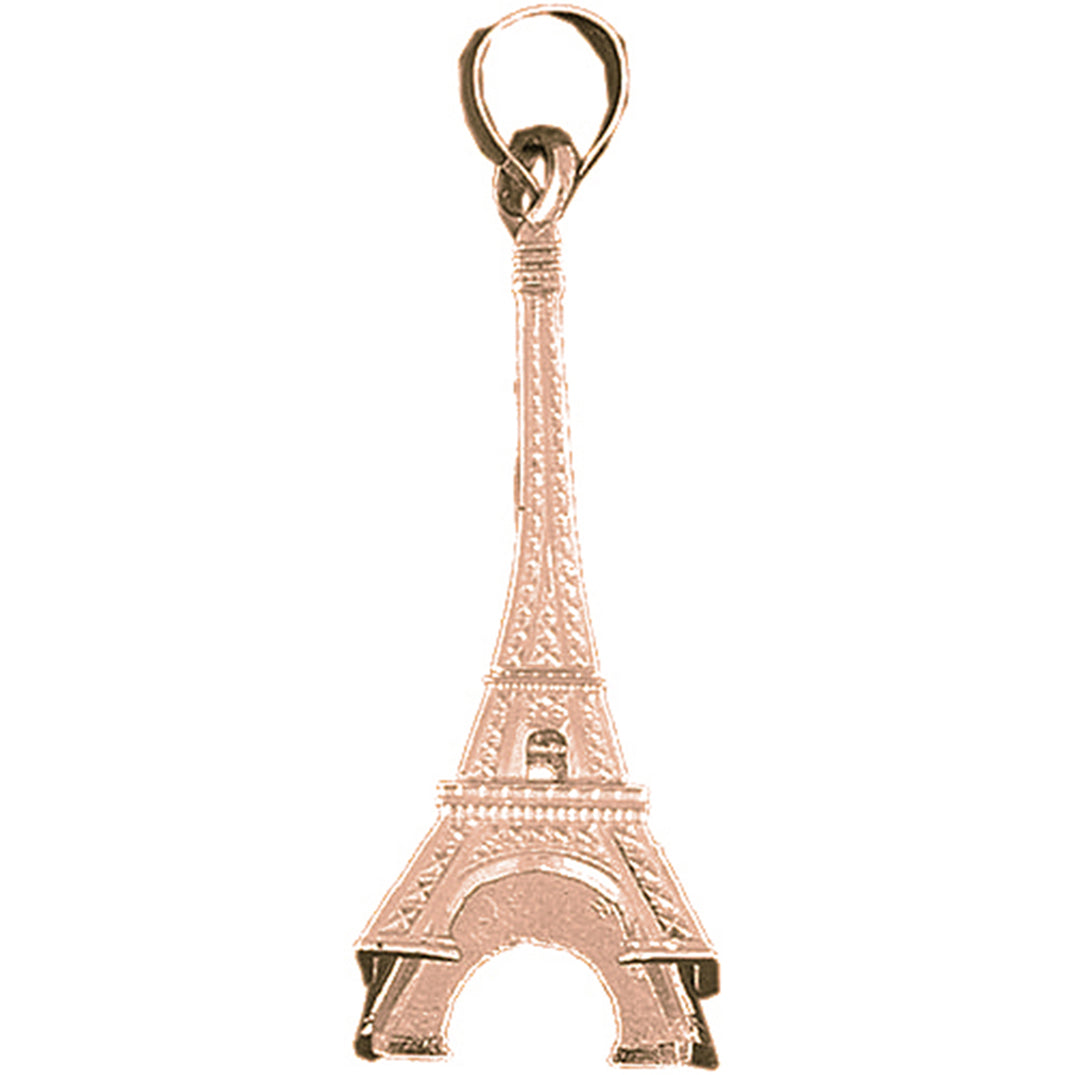 10K, 14K or 18K Gold 3D Eiffel Tower Pendant