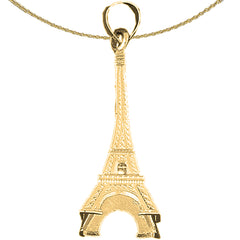 10K, 14K or 18K Gold 3D Eiffel Tower Pendant