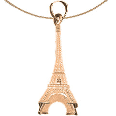 10K, 14K or 18K Gold 3D Eiffel Tower Pendant