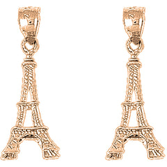 14K or 18K Gold 26mm 3D Eiffel Tower Earrings